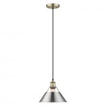  3306-M AB-PW - Orwell AB Medium Pendant - 10" in Aged Brass with Pewter shade